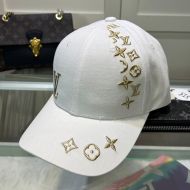 Louis Vuitton LV Signature Baseball Cap In Monogram Signature Cotton White