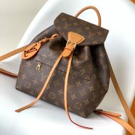 Louis Vuitton Montsouris PM Backpack In Monogram Canvas With Calfskin M45501 Brown