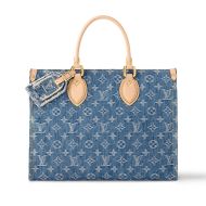 Louis Vuitton OnTheGo MM Tote In Monogram Denim M46871 Blue