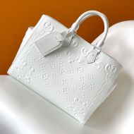 Louis Vuitton Sac Plat Tote In Monogram Debossing Leather M21841 White