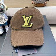 Louis Vuitton LV Signature Baseball Cap In Worn Cotton Khaki