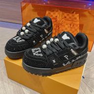 Louis Vuitton LV Trainer Maxi Sneakers Unisex Pearls And Crystals Black