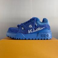 Louis Vuitton LV Trainer Maxi Sneakers Unisex Pearls And Crystals Blue