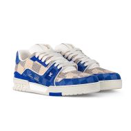 Louis Vuitton LV Trainer Sneakers Unisex Checkerboard Leather 1AC57T Blue