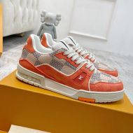 Louis Vuitton LV Trainer Sneakers Unisex Checkerboard Leather 1AC56P Orange