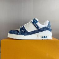 Louis Vuitton LV Trainer Sneakers Unisex Denim And Cowhide White/Blue