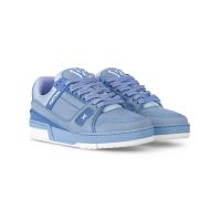 Louis Vuitton LV Trainer Sneakers Unisex Grained Nubuck Calf Leather 1ACRM3 Blue