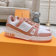 Louis Vuitton LV Trainer Sneakers Unisex Mix Of Materials 1ABOEE Pink/White