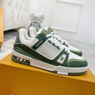 Louis Vuitton LV Trainer Sneakers Unisex Nubuck And Grained Calf Leather Green