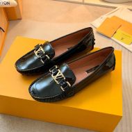 Louis Vuitton Vernis Moccasins Unisex Patent Leather Black