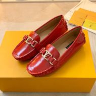 Louis Vuitton Vernis Moccasins Unisex Patent Leather Red