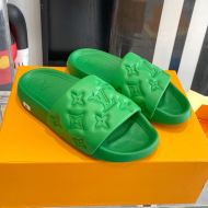 Louis Vuitton Waterfront Slides Unisex Monogram Embossed Rubber 1A9FKK Green