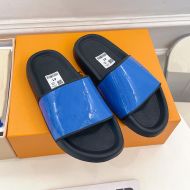 Louis Vuitton Waterfront Slides Unisex Monogram Patent Rubber Blue