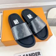 Louis Vuitton Waterfront Slides Unisex Monogram Patent Rubber Grey