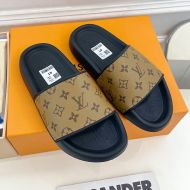 Louis Vuitton Waterfront Slides Unisex Monogram Rubber 1AANNG Brown/Black